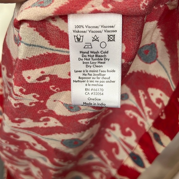 NWT Rujuta Sheth Anthropologie One Size Kaftan Dress Red Pattern - Picture 6 of 8